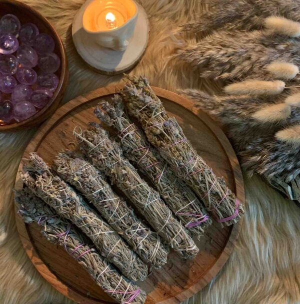 Shasta sage with rue and lavender smudge stick