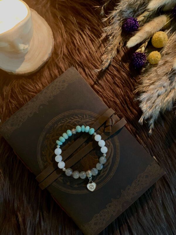 Cancer (faceted amazonite rondelle, rainbow moonstone and labradorite) - Image 3