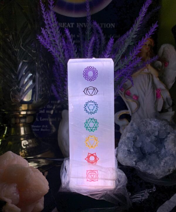 Rectangular Chakra Selenite lamp - Image 2