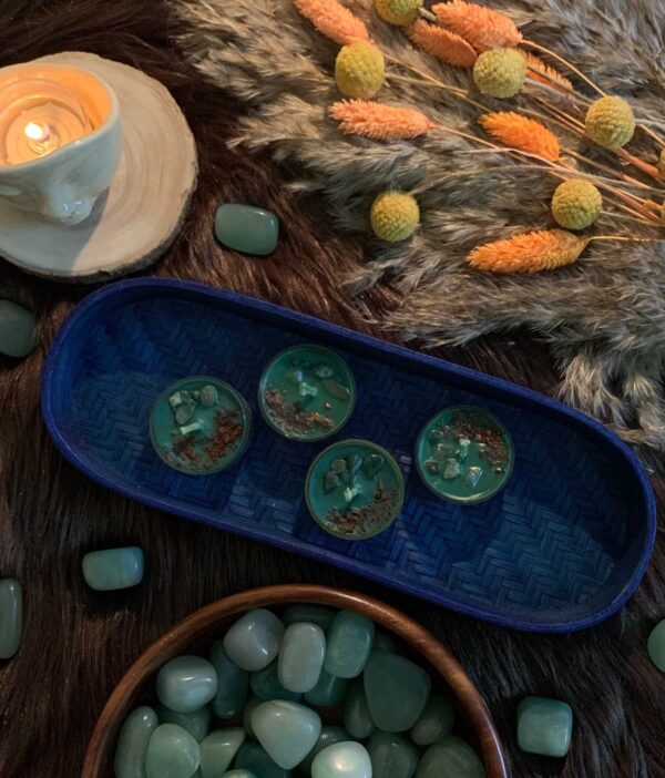 Archangel Raphael invocation green Aventurine and Cinnamon tea lights (set of 4) - Image 2