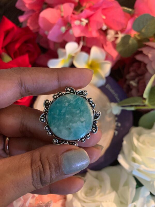 Amazonite Round adjustable ring - Image 3