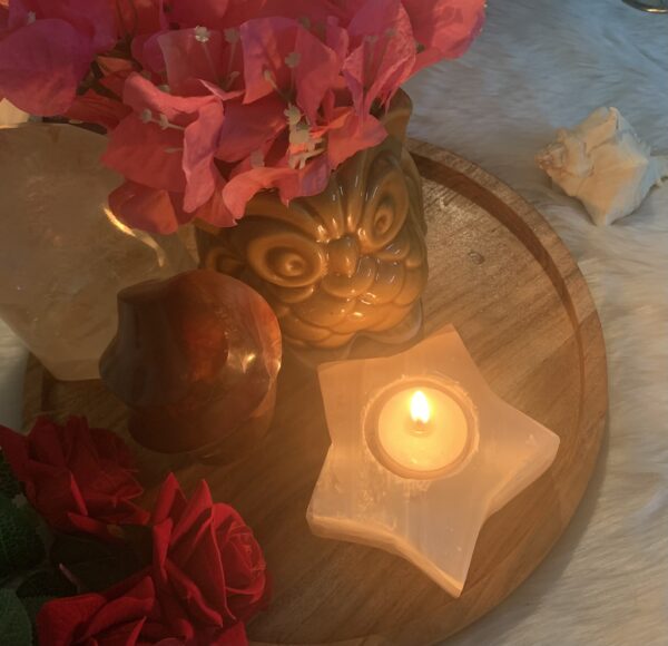 Selenite Star shaped candle holder