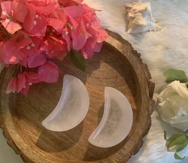 Selenite crescent moon bowls