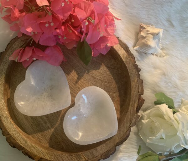 Selenite heart bowls